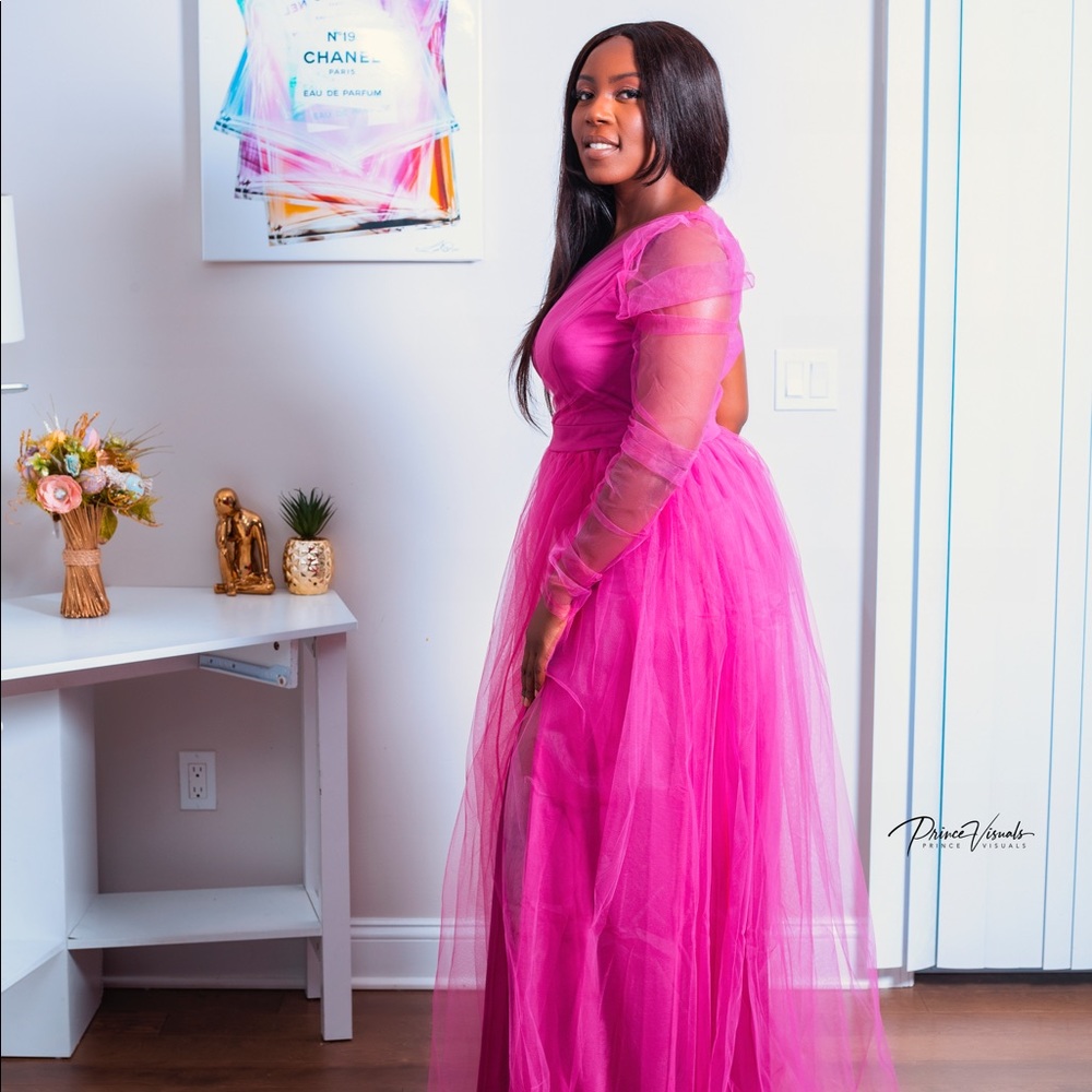 Pink ball gown maxi dress